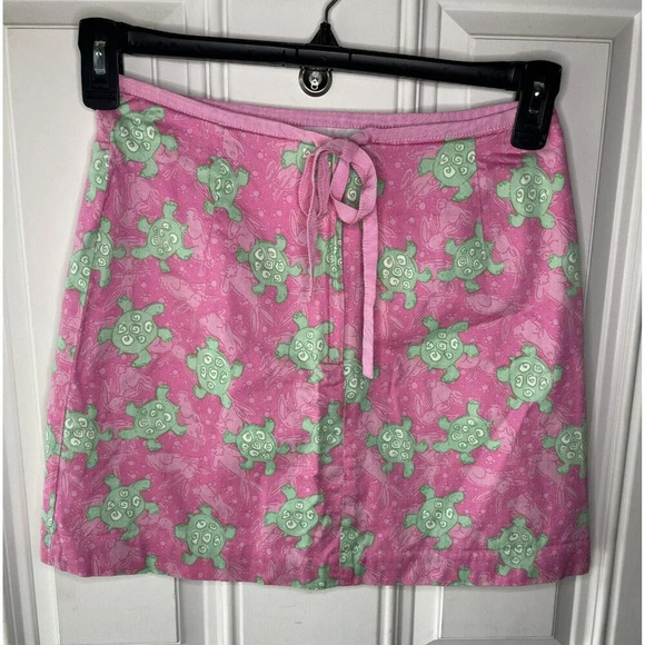 Lilly Pulitzer The Tortoise & The Hare Print Skirt with Ribbon Trim Size 2 - Picture 2 of 4